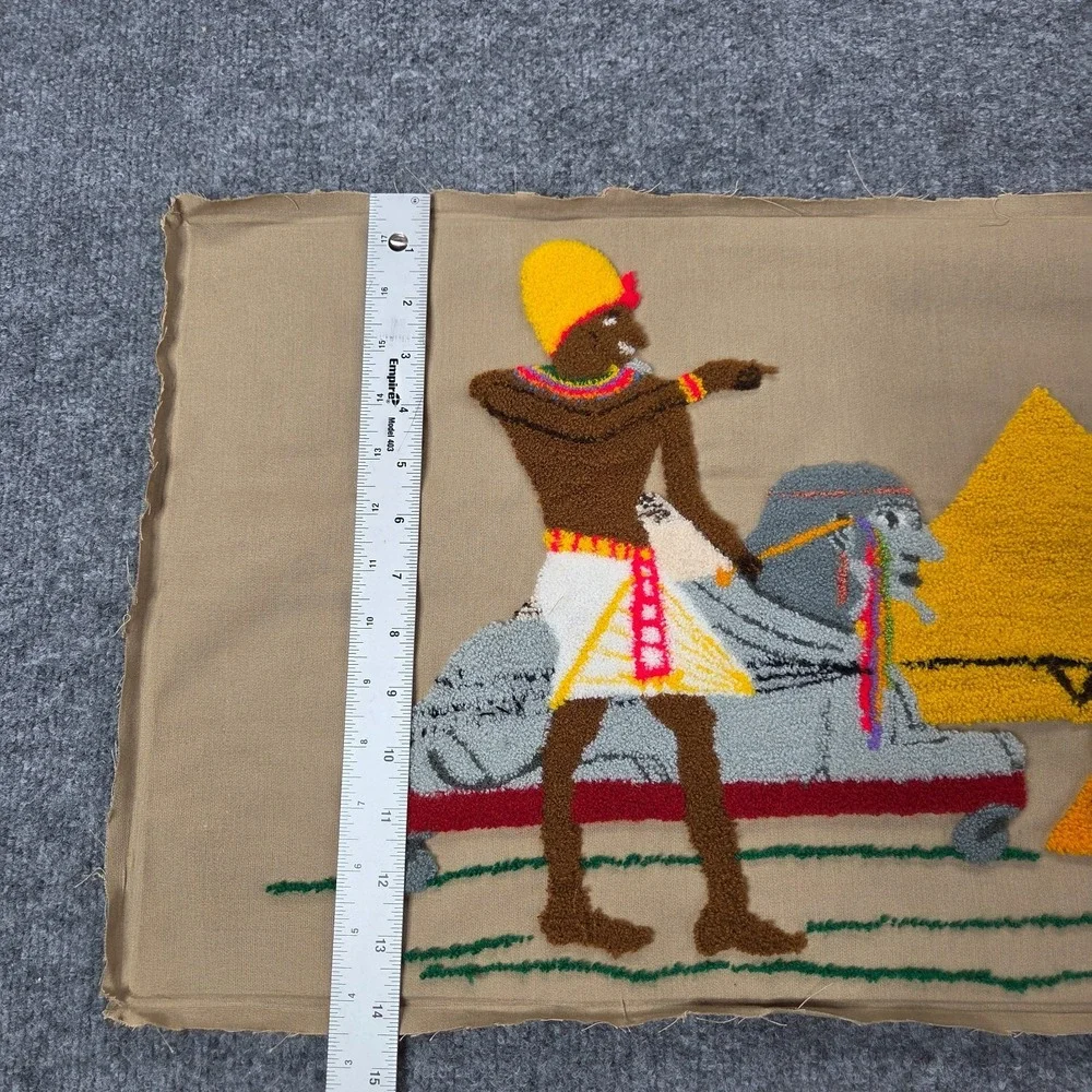 Vtg Hand Sewn Egypt Egyptian Appliqué Wall Hanging Tapestry Crewel Art 14